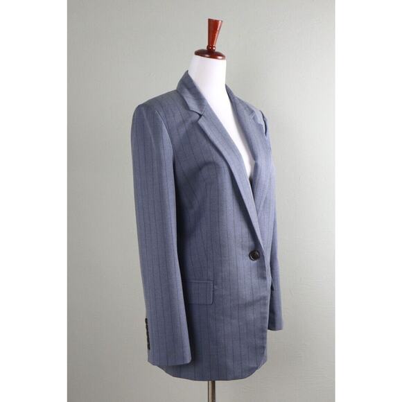 MADEWELL J.Crew $178 Blue Pin Striped Structured Blazer Jacket Top Size 4 - Picture 2 of 6